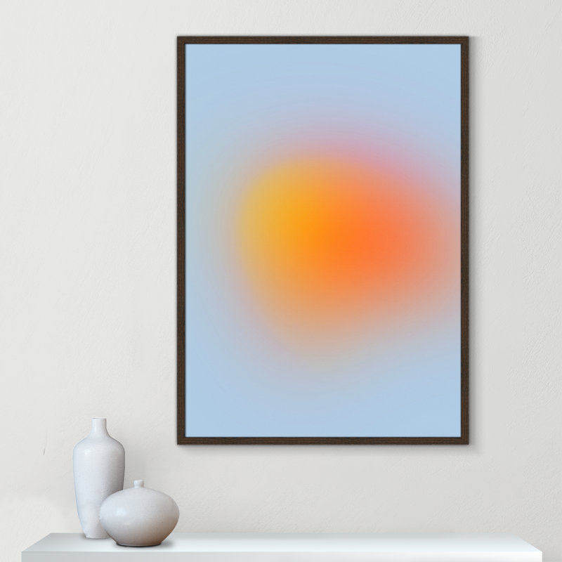 " Neon Orange Glow " by My Mind, Walnut Slim Unmatted Picture Framed, 41.5" H x 29.5" W x 1.25" D  