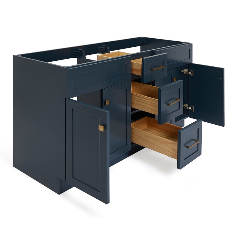 Paulla 60'' W Double Bathroom Vanity Base, Midnight Blue