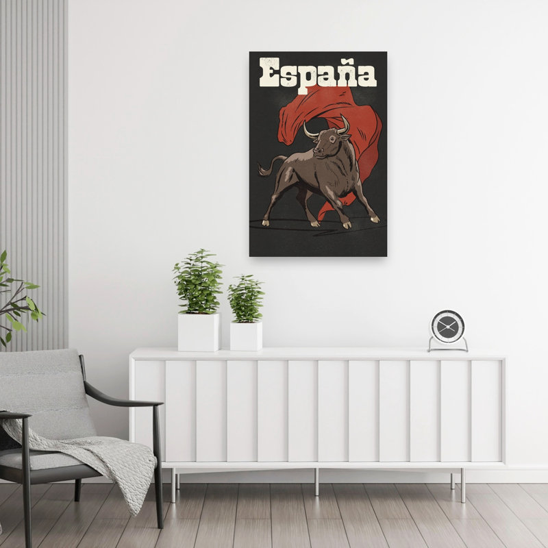 «Espaapa Bull and Cape», reproduction d'art traditionnelle rétro sur toile, 36" H x 24" W