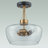 3-Light 12'' Dome Glass Semi Flush Mount