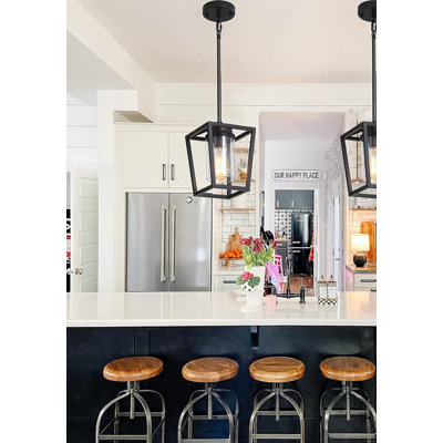 Luminaire suspendu pour îlot de cuisine à 1 lumière DEL noir mat Cerinity