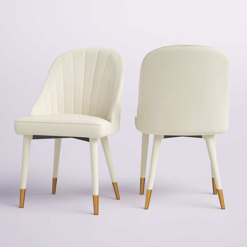 Chaise d'appoint rembourrée en velours Belle, Velours crème