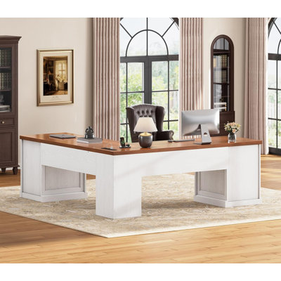 L Shaped Desk With 4 Drawers, 67"x 67" Executive Home Office Desk