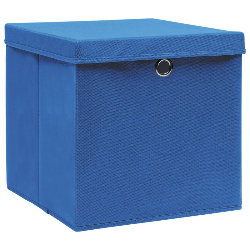Boîte de rangement pliable en tissu non tissé, Bleu avec couvercles