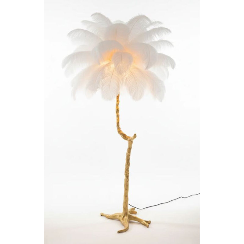 Lampe sur pied en plumes d'Afrique