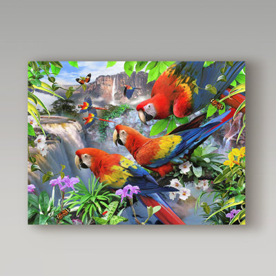 Perroquets-reproduction sur toile tendue