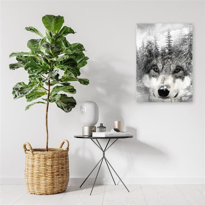 Mural, Wolf In A Winter Landscape - No Frame Print on Canvas