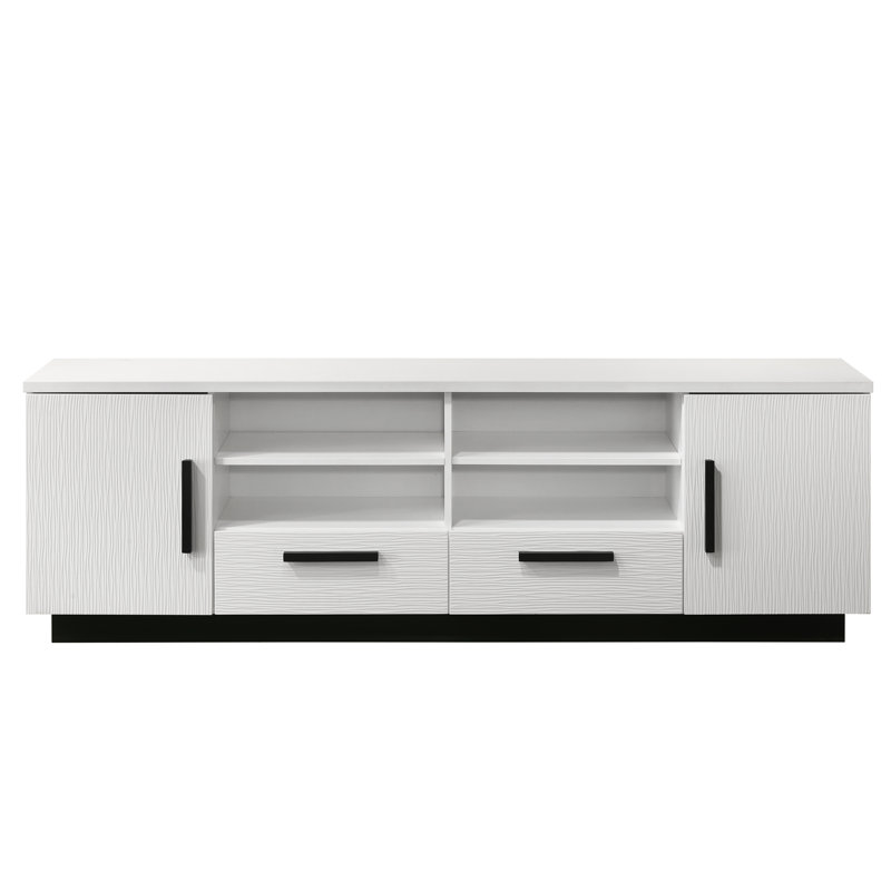 Meuble télé blanc de 70,5 po - Tiroirs et armoires pour une armoire de rangement moderne et élégante