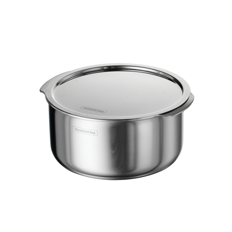 Tramontina Utsava Tri-Ply Clad Stainless Steel Tope with Lid, Patila Pot for Indian Cooking, 3.4 quarts