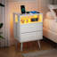 Ensemble de 2 tables de chevet modernes avec station de charge, tables de chevet avec éclairage DEL et tiroirs en tissu-477202987