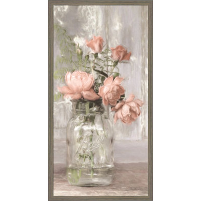 «Cottage Peach Roses» par Lori Deiter, art mural encadré
