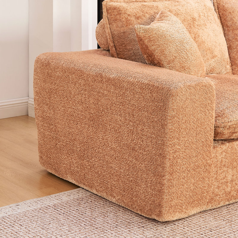 Canapé modulaire de 107 po avec méridienne réversible Boucle, Orange Boucle, Orange