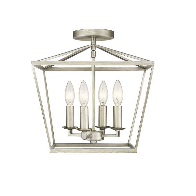 Lanterne Pendat 4 lumières à double fixation, Champagne doré