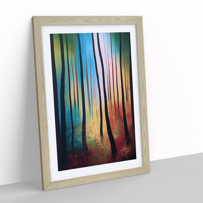Vibrant Forest No.3 - Wall Art, 48cm H x 36cm W, Oak Framed Paper, White