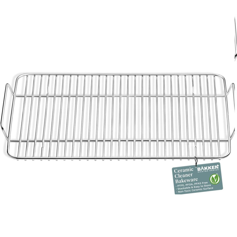 Grille de refroidissement en acier inoxydable Bakken - Robuste, non toxique, durable, de taille appropriée pour la plaque de cuisson - Qualité alimentaire SS304, lavable au lave-vaisselle, facile à nettoyer