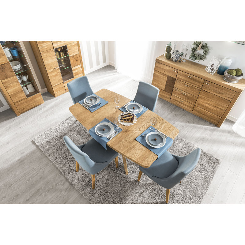 VELLE Solid + Manufactured Oak Wood Extendable Dining Table (160-210 cm)