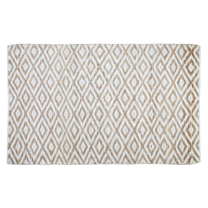 Tapis blanc ivoire/blanc noué la 6 pi x 9 pi one-of-kind diamond Jazlynn