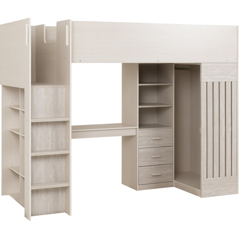 Hyman Single High Sleeper Bed with Desk, Storage & Hanging Rail