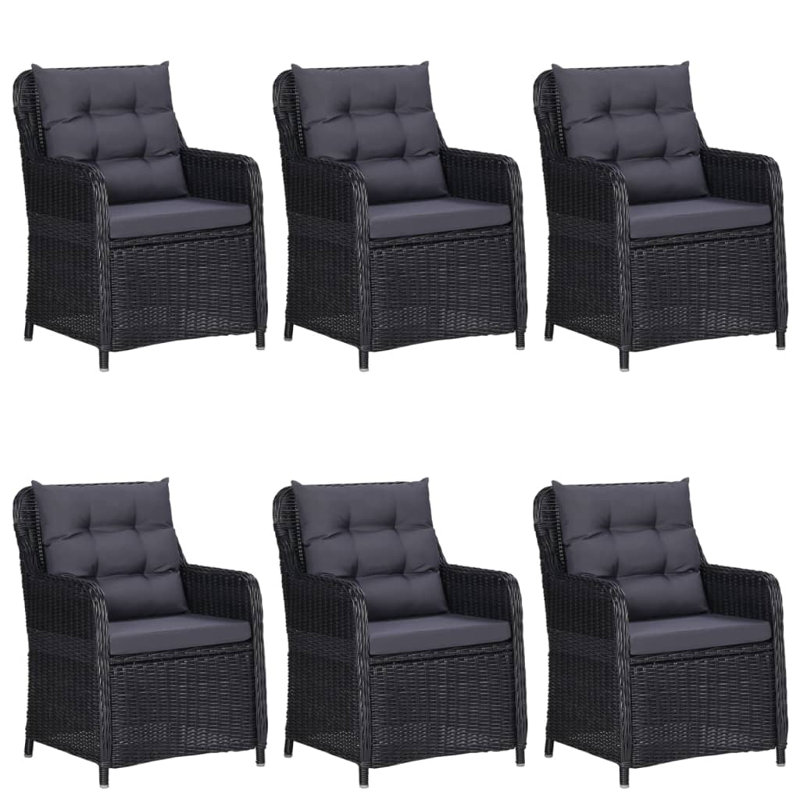 Rectangular 6 - Person Lounge Dining with Cushions, Black, Gray