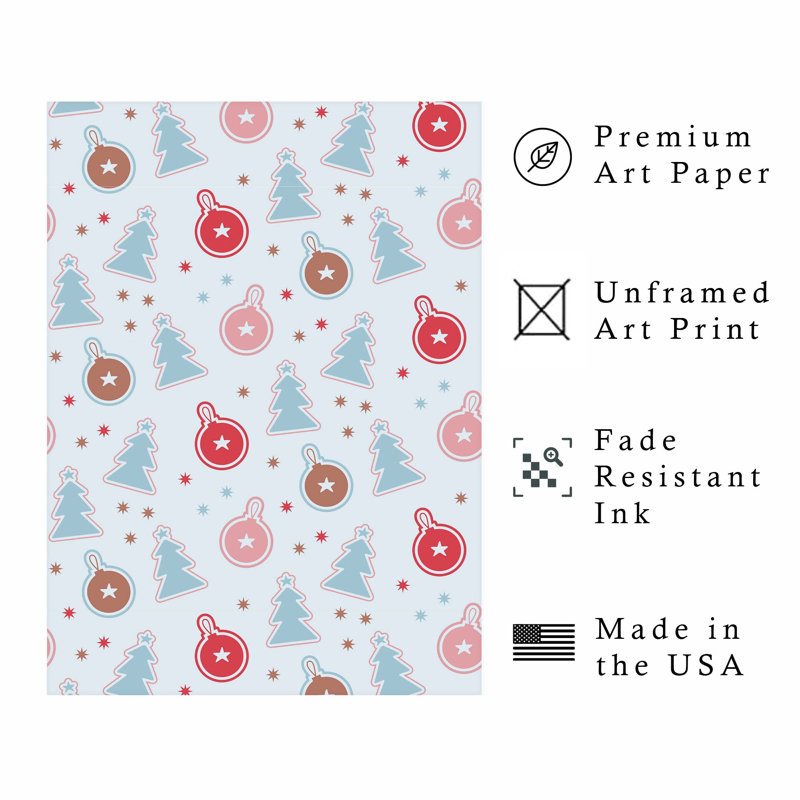 «Holiday Holiday Christmas Tree Presents», reproduction d'art moderne sans cadre, H 20 po x l 16 po