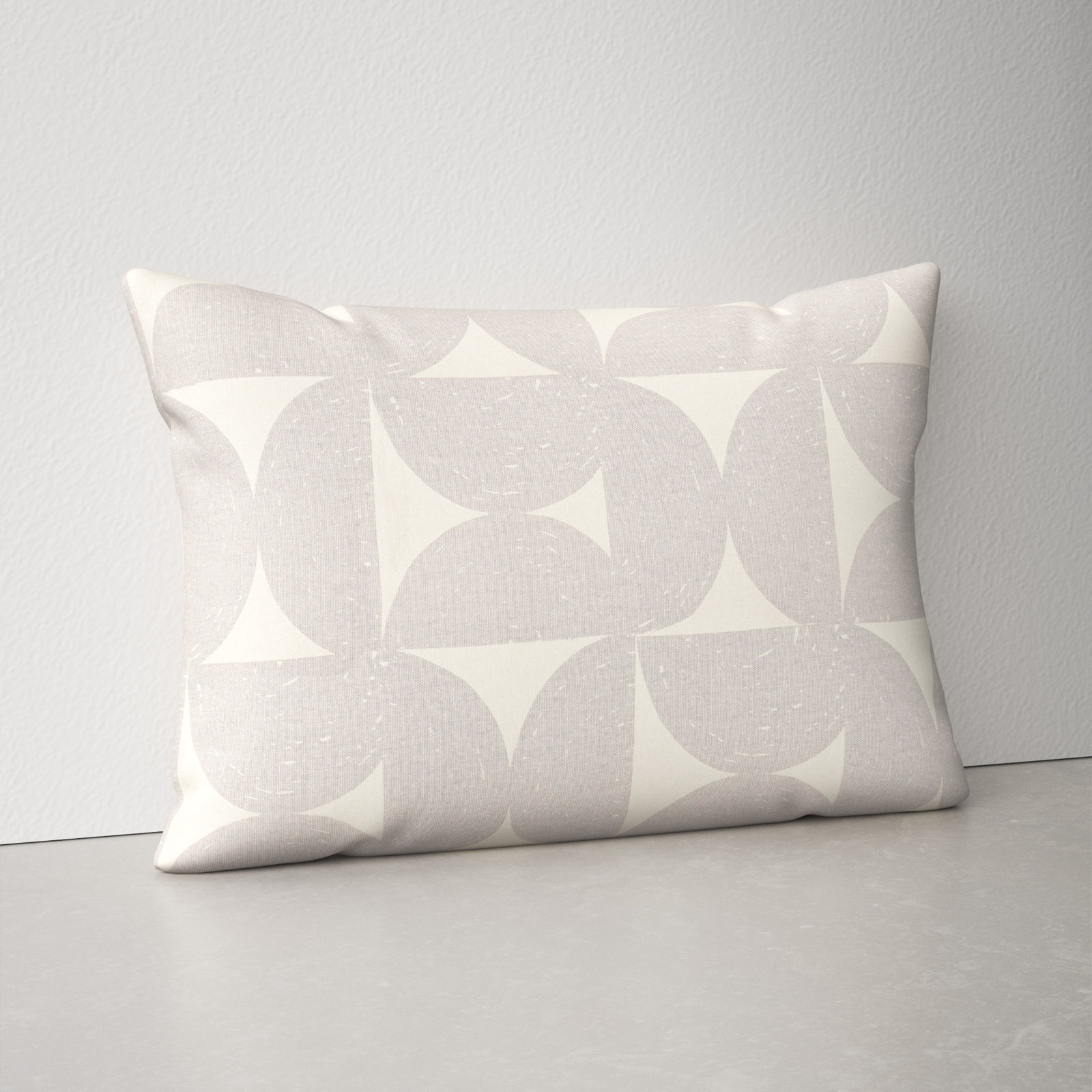 Frenk Geometric Cotton Lumbar Throw Pillow, Medium Gray/Beige, Down