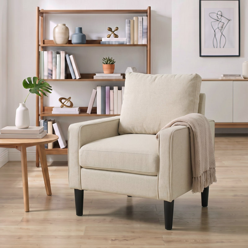 Upholstered Armchair, Cream Linen