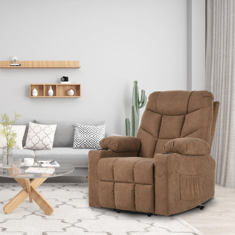 83.1cm Wide Standard Recliner with Massager, Brown