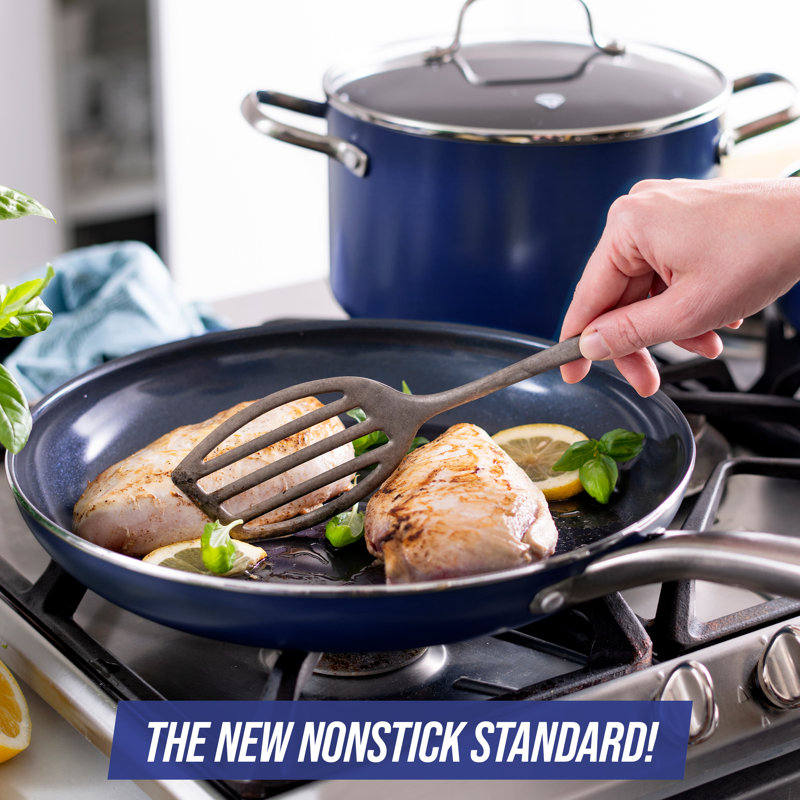 Blue Diamond 20 Piece Cookware and Bakeware Set, Diamond Infused PFOA PFAS-Free Ceramic Nonstick Pots and Pans, Durable Nontoxic Metal Utensil Safe & Scratch Resistant, Dishwasher & Oven Safe