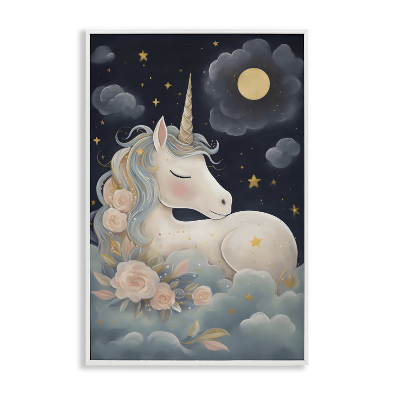 Licorne entourée de nuages, estampe numérique, design by Creative Studio, H 18 po x l 12 po