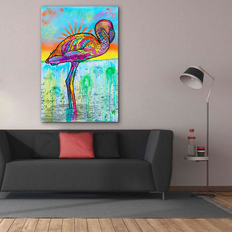 «Pink Flamingo» par Dean Russo, art mural sur toile, H 60 po x l 40 po x P 1,5 po