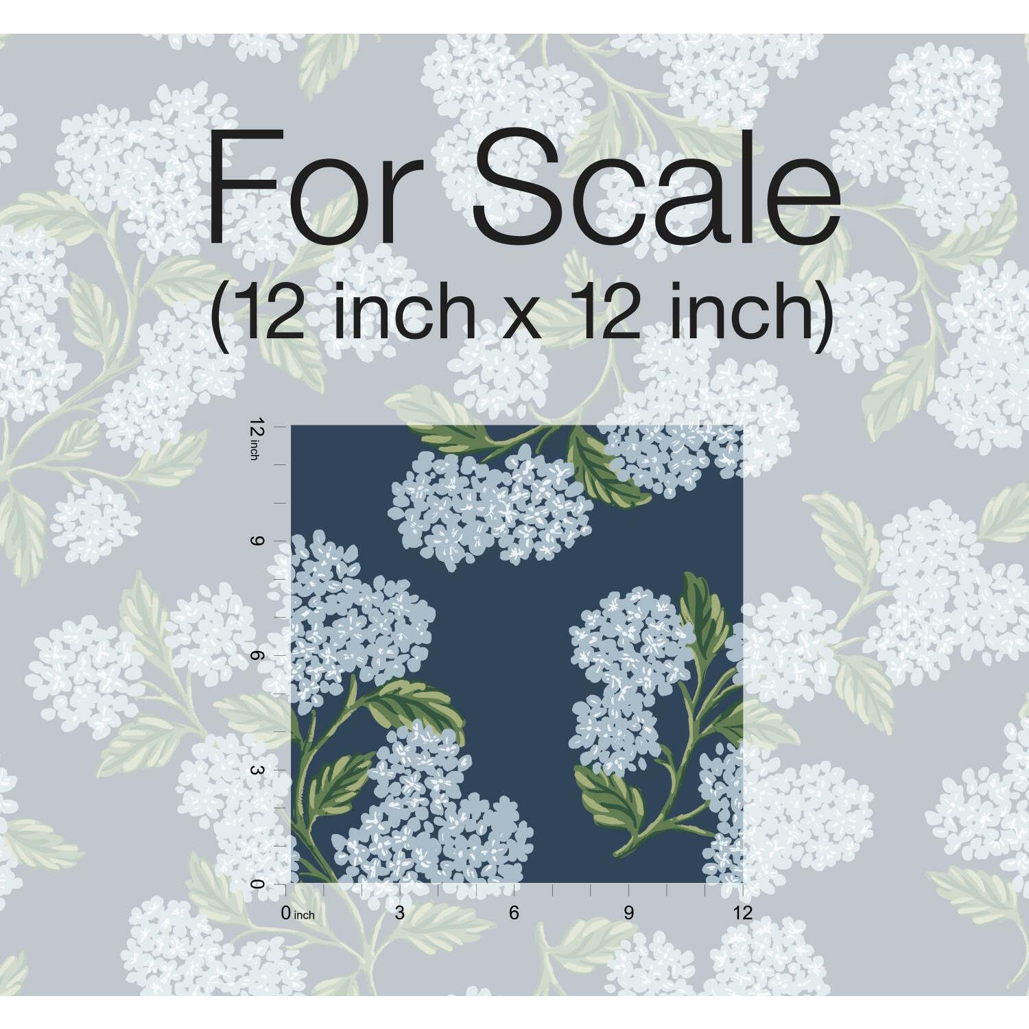 Hydrangea Wallpaper Double Roll, Navy/White