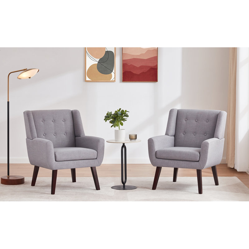 Upholstered Armchair, Light Grey