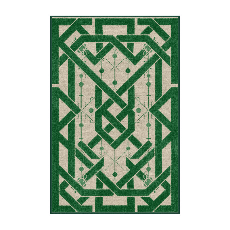Soft Plush Feingold St Patties Modern & Contemporary Abstract Area Rug in Green – Green Binding, 3x5
