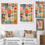 Patchwork de fleurs de prairie rétro - fleurs sauvages, art mural-445652664-445652665
