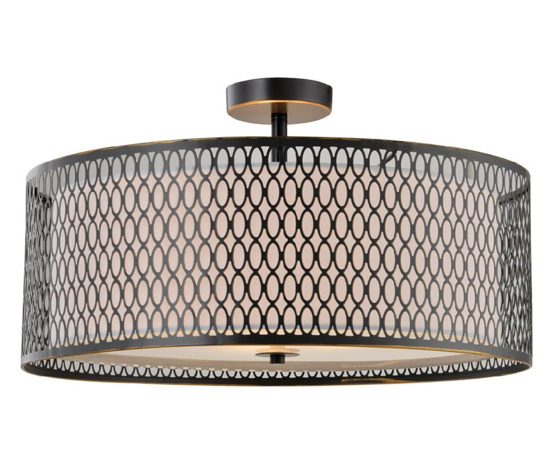 Ferrigno Semi Flush Mount, Bronze, 10" H x 17" W x 17" D 