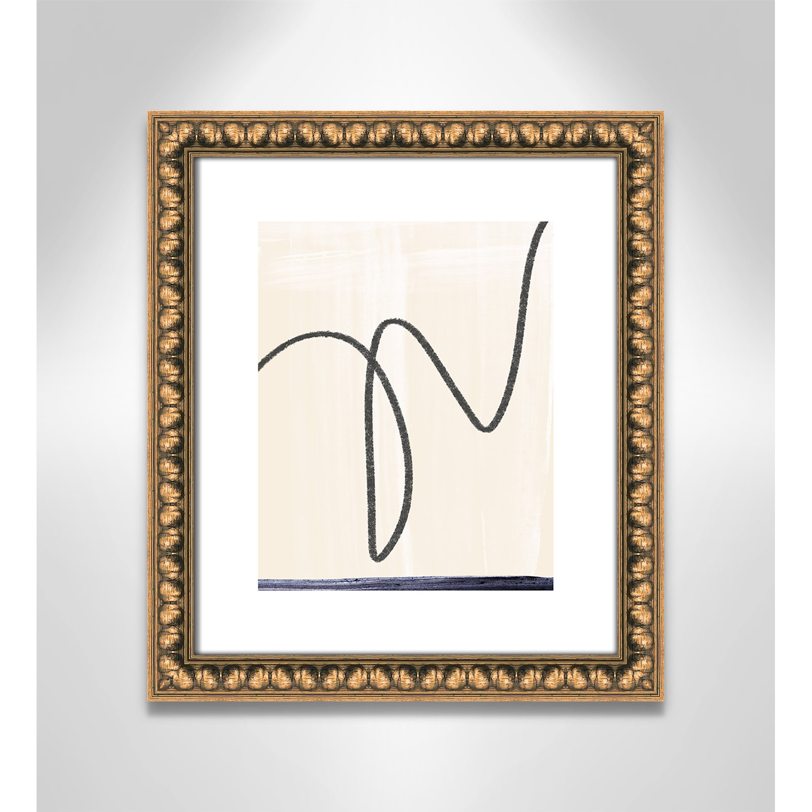 Tigerlily "Departured I" Painting, Gold Bead Framed Paper, 16" H x 14" W x 1.13" D