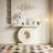 Modern Wood Sofa Table with Geometric Base-1397143661