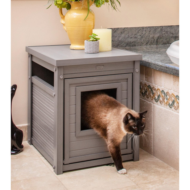 Table de bout Littell ECOFLEX en gris pour bac à litière, Gris