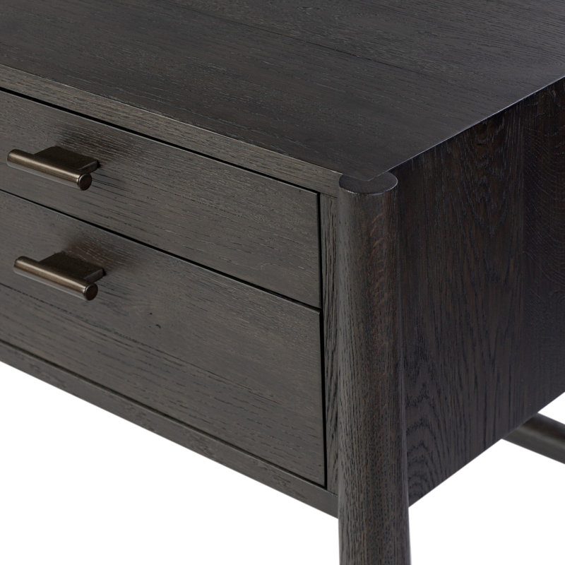 Glenview Solid Wood Writing Desk, Smoked Black Oak