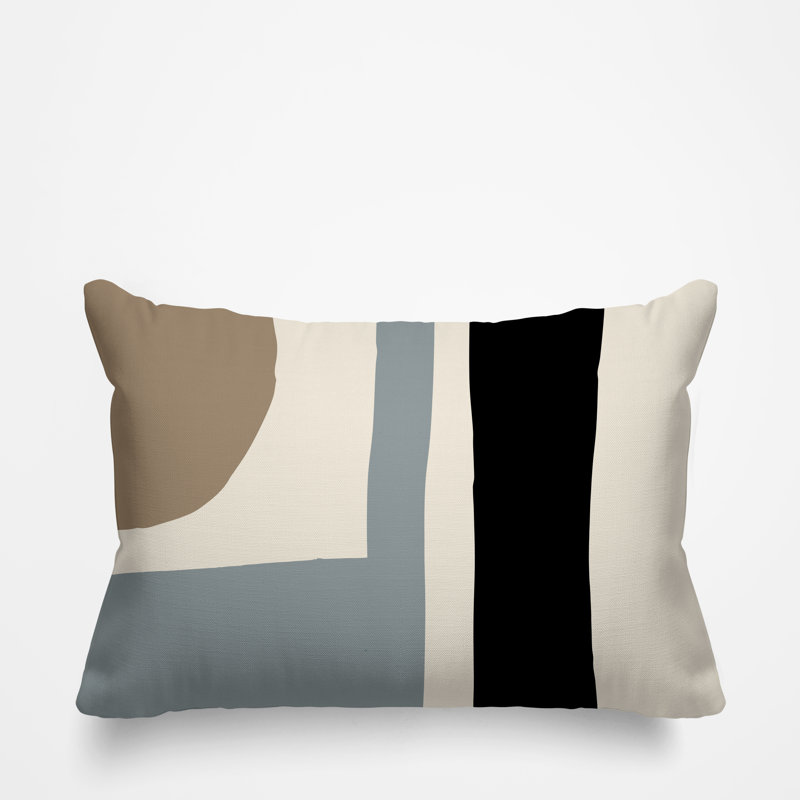 Coussin décoratif intérieur / extérieur en polyester filé Sadia, Gris, H 14 po x l 20 po