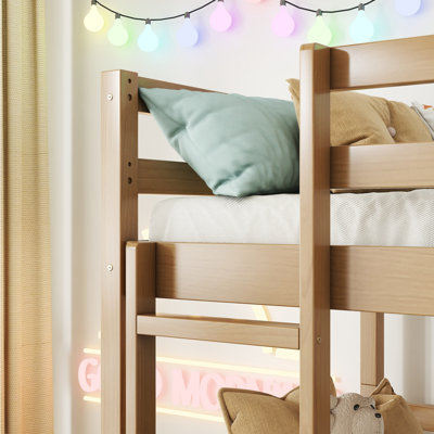 Twin Solid Wood Triple Bunk Bed with 2 Ladders