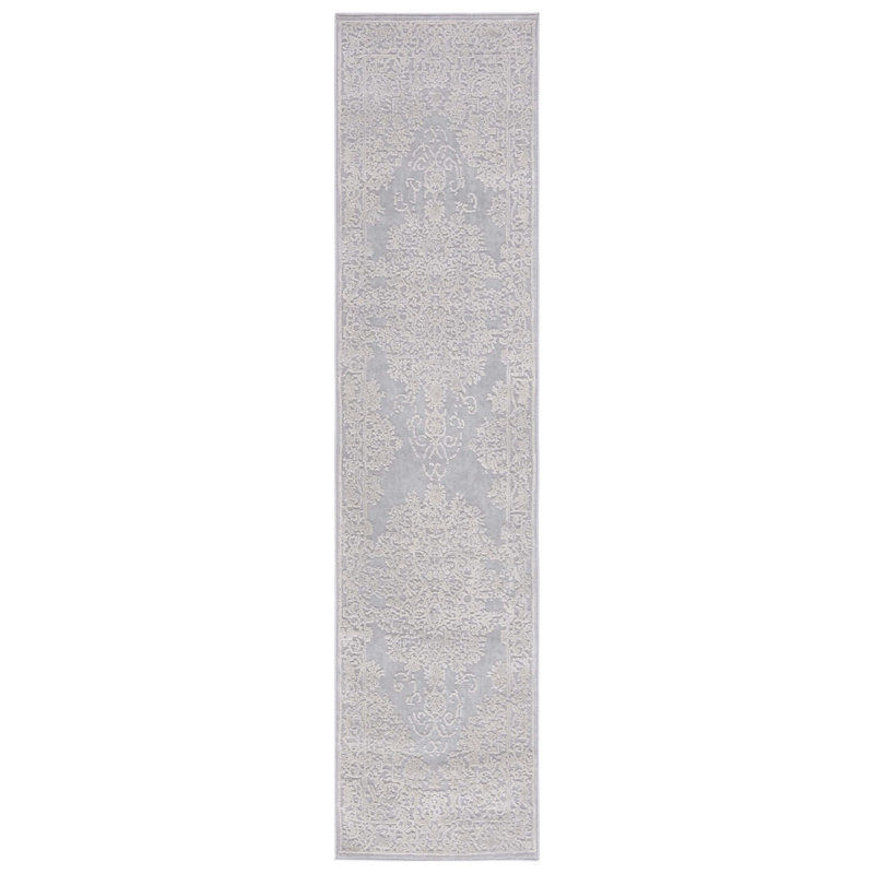 Ketaki Oriental Grey/Light Grey Area Rug, Runner 2' x 8'