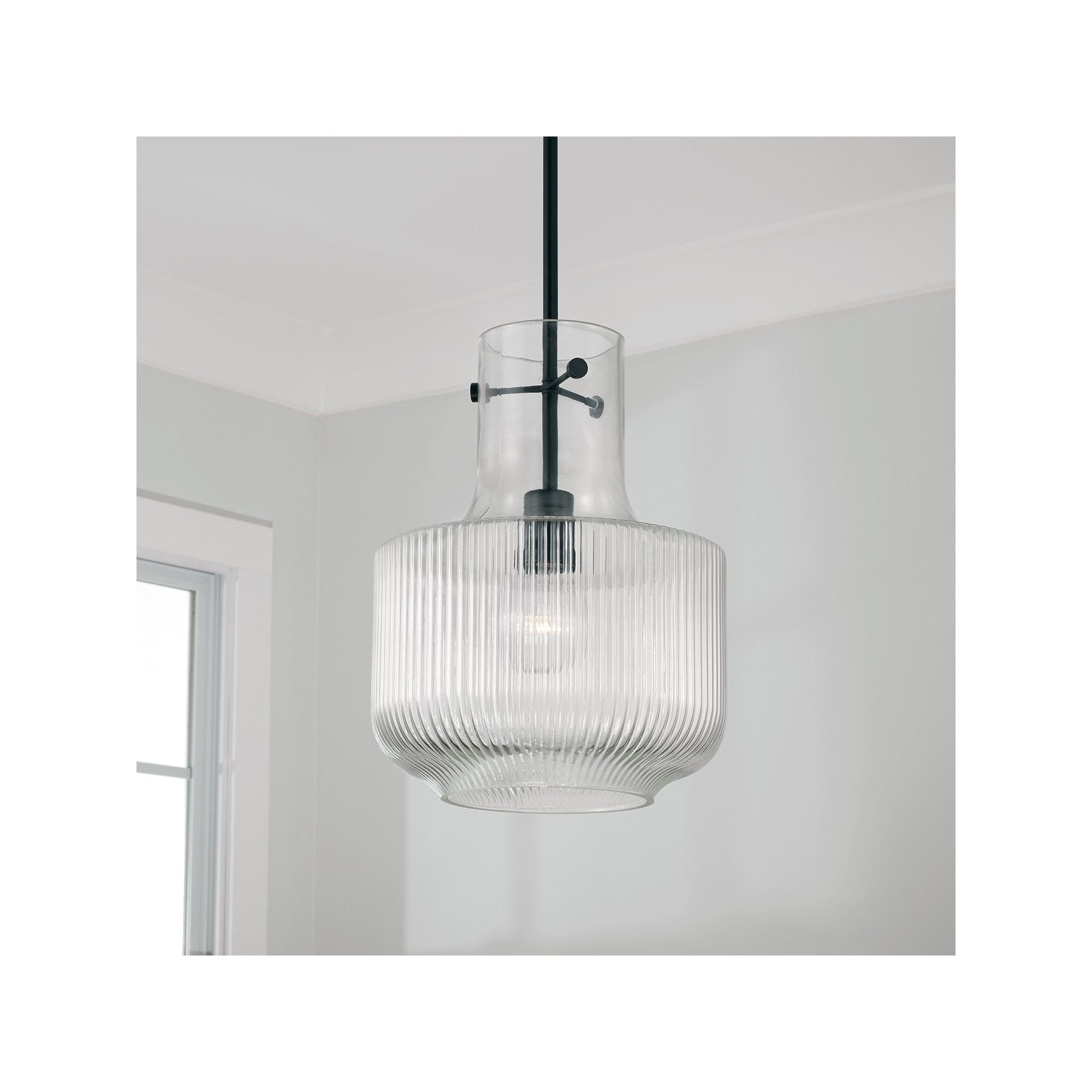 Altera Single Light Glass Dimmable Pendant, Matte Black