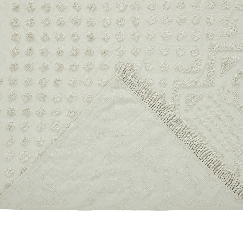 Sage Cotton Twin Bedspread with Tufted Chenille Design