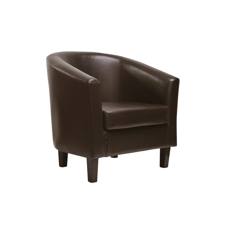 Isadora Faux Leather Barrel Chair, Brown