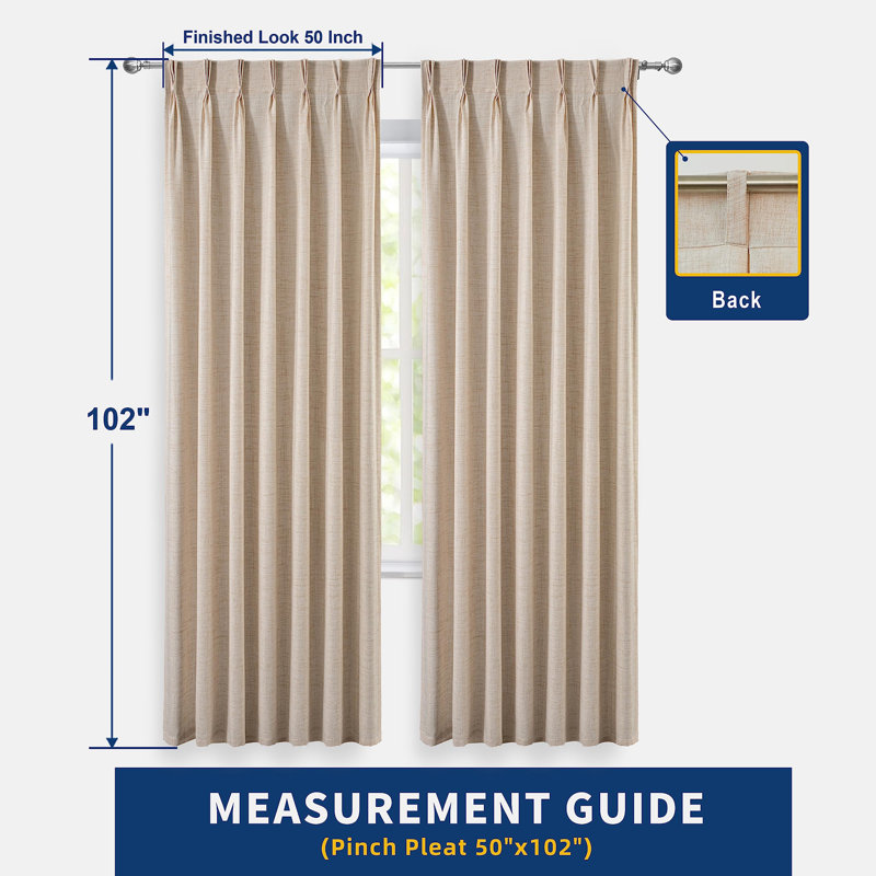 Rideau semi-transparent en polyester Schimmel, L 50 po x L 102 po, Beige
