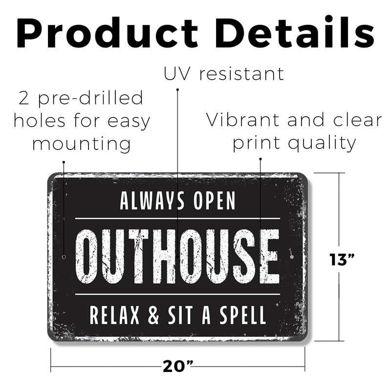 Enseigne en plastique Outhouse 13 po x 20 po, H 13 po x l 20 po x P 0,1 po