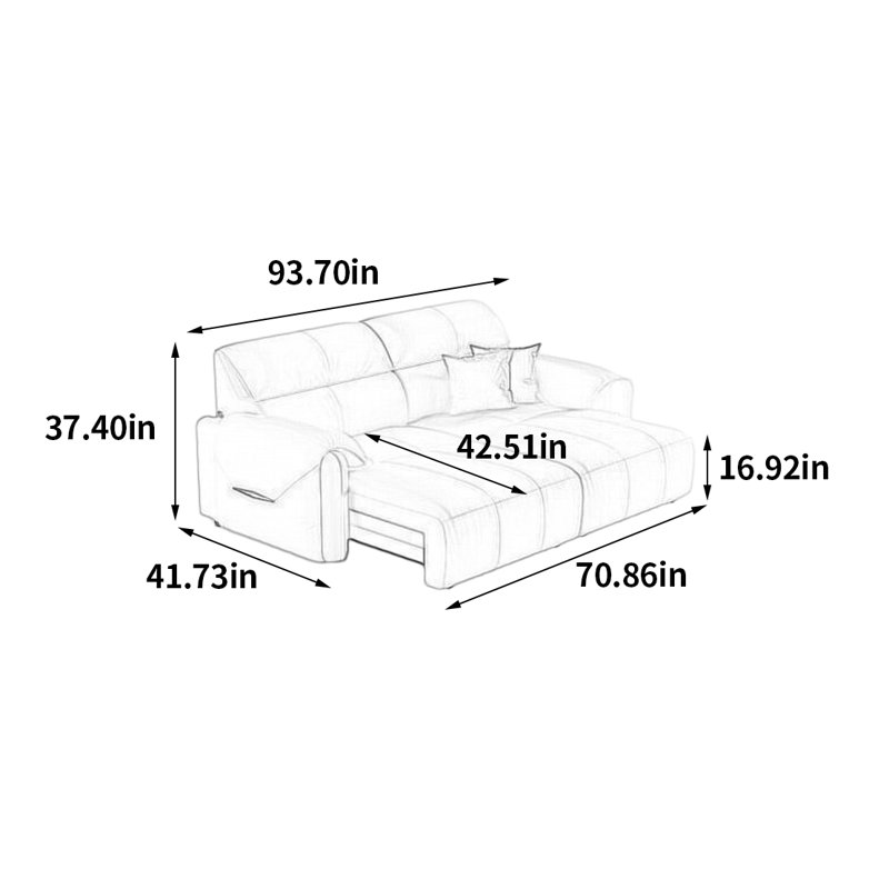 Canapé électrique intelligent de luxe, 2, H 37,4 po x l 93,7 po x P 41,73 po