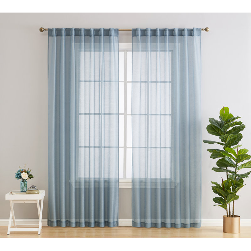 Lauren Semi Sheer Curtain Pair, Dusty Blue, 54" W x 84" L