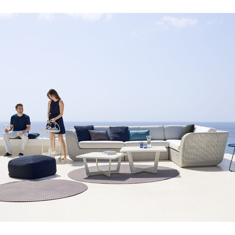 Savannah 40.2'' Wide Outdoor Wicker Symmetrical Patio Sectional Component with Cushions, White, White